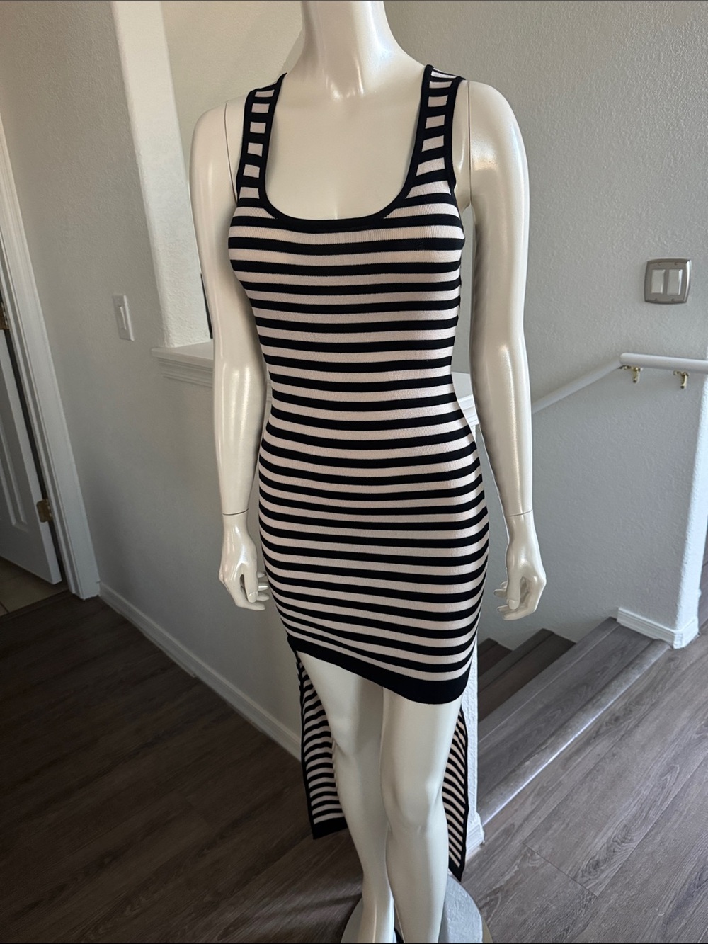 Arden B Black and White Striped Dress